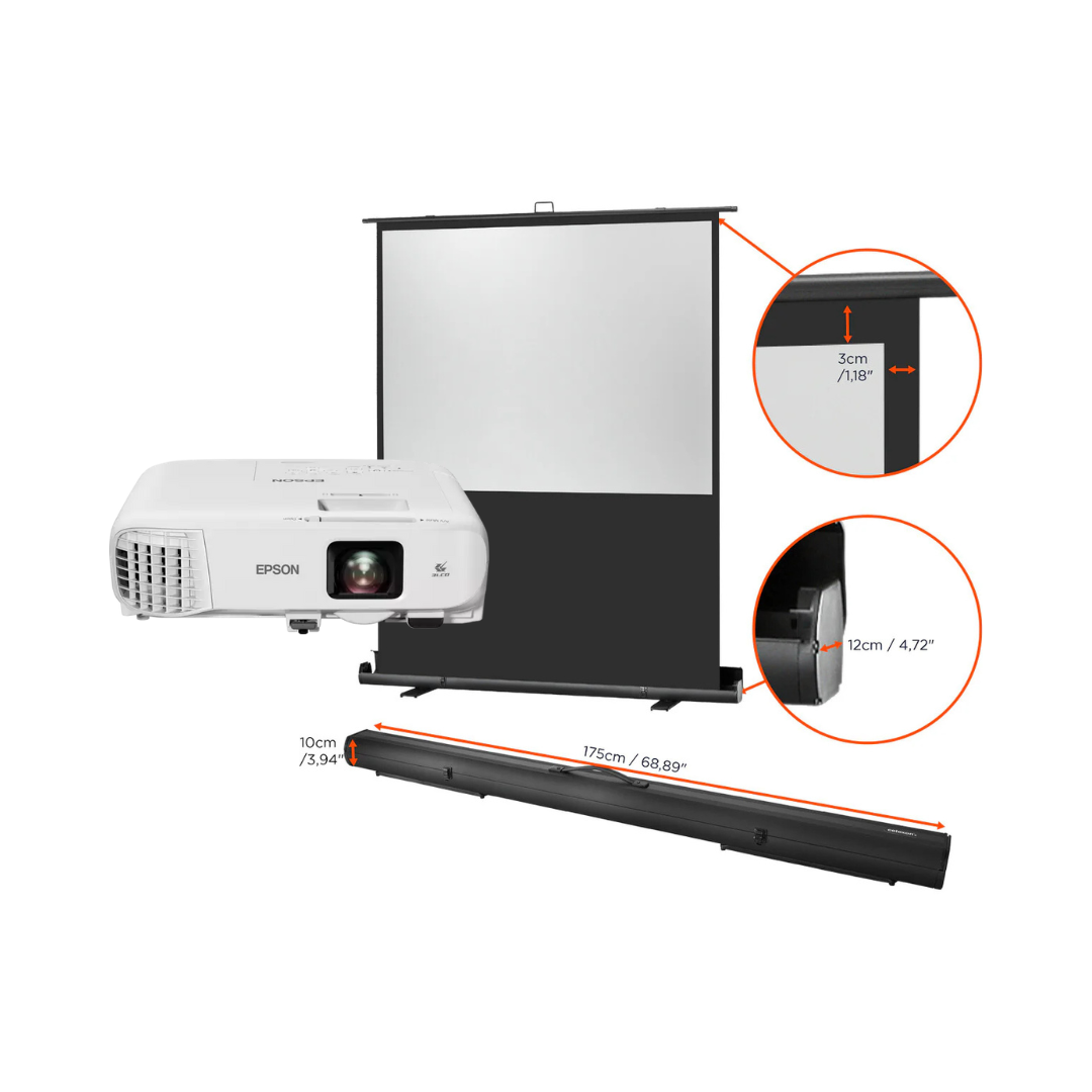Ultra HD Projector + 79" Celexon Screen (160 x 120 cm, 4:3) — Rental Goodear Entertainment — Entertainment & Beyond.
